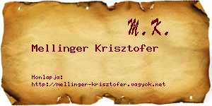 Mellinger Krisztofer névjegykártya